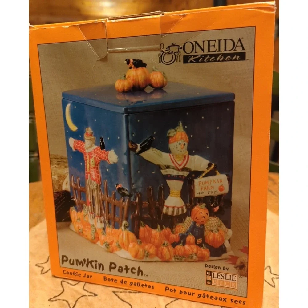 Very Rare Pumpkin Leslie Beck Oneida Kitchen Pum'kin Patch Ceramic Cookie Jar